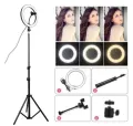 Selfie Ring Light with 7ft Tripod Stand 10 Inch Selfie LED Light with Adjustable Phone Holder and 360° Rotatable Studio Camera for TikTok, YouTube, and Photography. 