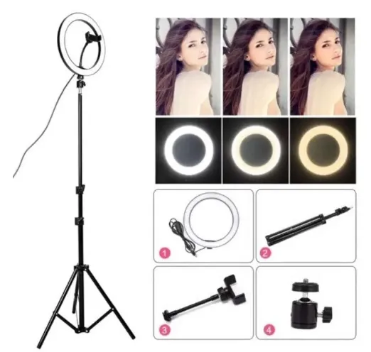 Selfie Ring Light with 7ft Tripod Stand 10 Inch Selfie LED Light with Adjustable Phone Holder and 360° Rotatable Studio Camera for TikTok, YouTube, and Photography