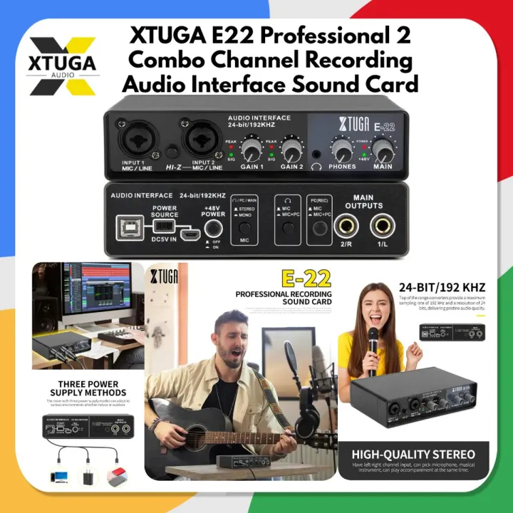 XTUGA%20E22%20Professional%202%20Combo%20Channel%20Recording%20Audio%20Interface%20Sound%20Card%20with%20Monitoring%20Like%20Focusrite%20Scarlett%202i2%20-%20Image%202