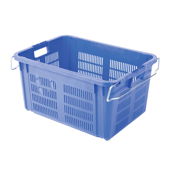 Plastic Crate | Multicolor Crate Perforated All Sides With Handle | Multipurpose Heavy Duty Plastic Crate |  (LARGE ) | 60x43x30 cm | 65L | Nisaco Mall