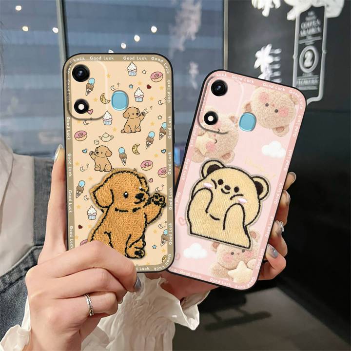 Cloth Patch Cartoon Phone Case For Itel A27/P17 Durable Phone Pouch Fashion Design Embroidery Soft case Cute Full wrap