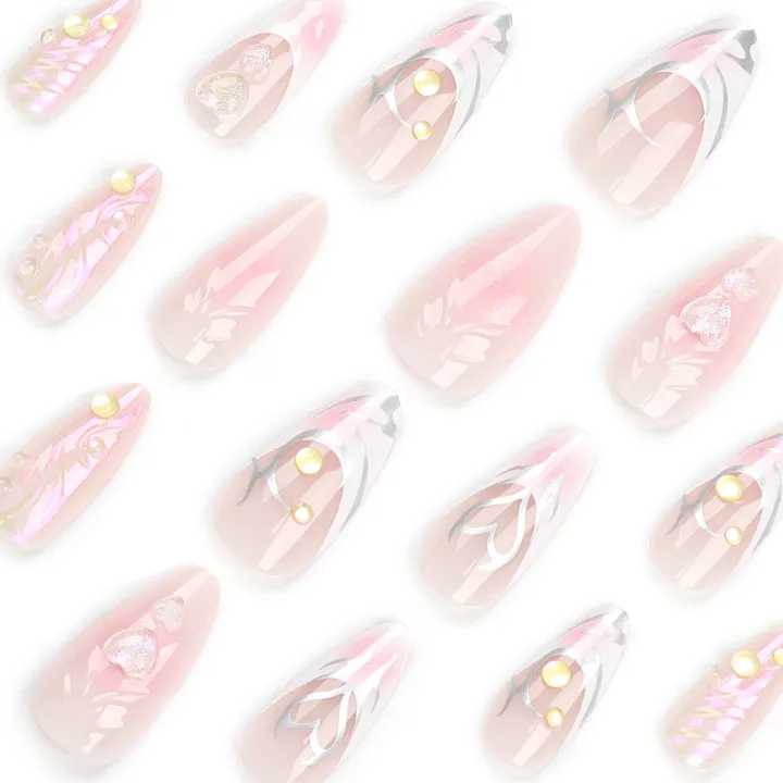 SUMMER%20Peach%20Love%20French%20Wear%20Nail%203D%20Type%20Fake%20Nails%20Mermaid%20Bubble%20Beads%20Nail%20Tips%20Finished%20Product%20-%20Image%203