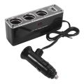 【100%-New】 3 WAY MULTI SOCKET CAR SPLITTER USB PLUG CHARGER 12V/24V Triple ADAPTER With USB Port. 