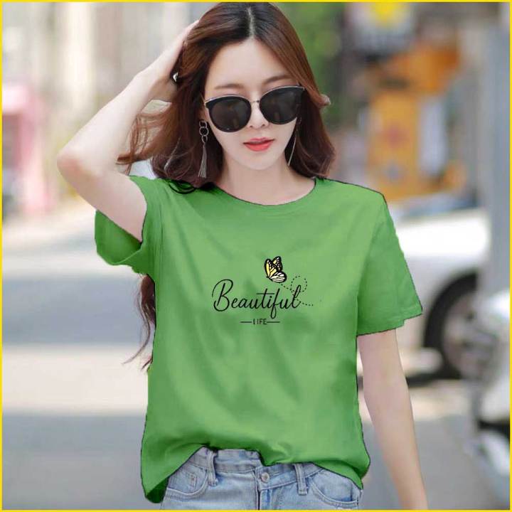 Beautiful T Shirt Top Baggy Green Girl Woman Ladies Daraz.lk