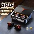 M90 Pro Digital Wireless Earbuds Full Set with Box - Airdotspro TWS Bluetooth 5.3 Stereo Headphones Earphones Headsets Airdots Earpods Airpods with Mic M10 M20 M19 M25 M28 M45 F9 PRM. 
