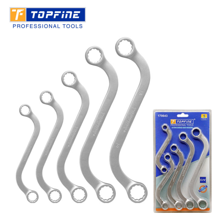 5pcs Topfine S Type Double Ring Wrench Set - 10mm-19mm - Cr-V - TF-170643