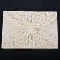 20 Pcs Delicate Carved Wedding Party Invitation Card Envelope Invitations for Wedding, White & Golden Beige. 
