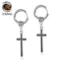 Qingwen earings irings for men cross earings men's accessories ring korean airrings punk hikaw for boys black cross. 