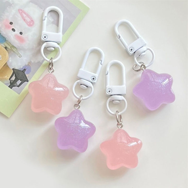 Jelly Pentagram Resin Keychain Stars Pendant Keyring for Girls Backpack ...
