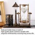 Hourglass Pen Organizer Night Lamp Old-Ed Retro Sand Timer Pen Holder Decorative Ornaments Pen Cup Lamp. 
