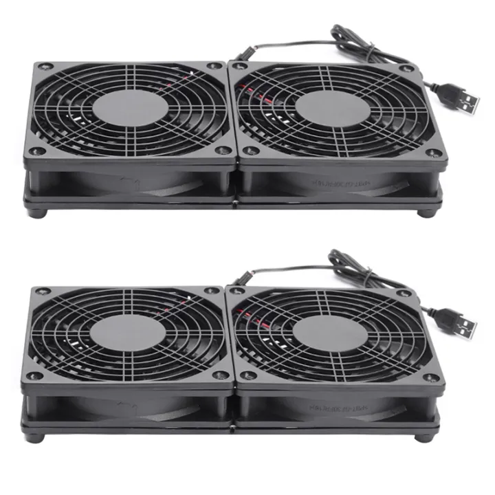 2X 120mm 5V USB Powered PC Router Dual Fans with Speed Controller High Airflow Cooling Fan for Router Modem Receiver