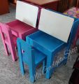 Kids table and chair study desk table drawer cupboard locker blue pink. 
