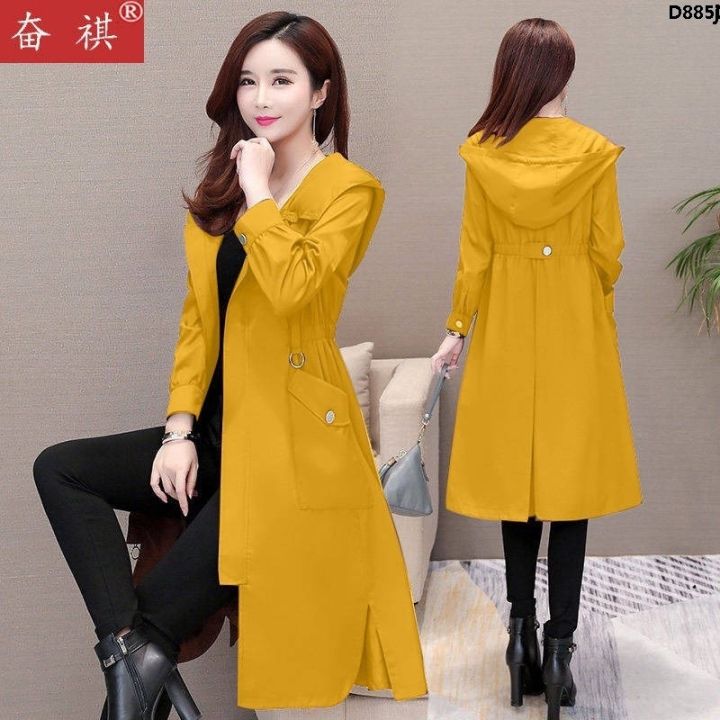 Female Knee 2019 Clothing-Style Slim-Fit Mid-Length ‖ Korean Style Raincoat Fashionable Coat Spring and Autumn Trench Coat Hooded Wind Show ] Fen Qi Thin New Thin ¸