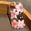Pink lily Rose Flower Summer Phone Case for iPhone 13 11 12 14 15 16 Pro Max XR X XS 7 8 15 Plus SE Shockproof Transparent Cover. 