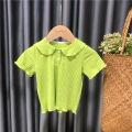 Kids T-shirt 2022 New POLO Shirt Short-Sleeved Baby Girl Summer Fashion Korean Version Simple Wild Top Thin T-shirt. 