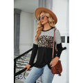 bellylady Women Casual T-Shirt Round Neck Long Sleeves Tunics Twist Knot Blouse Leopard Print Stripe Pullover Tops. 