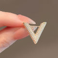 Fashion V Shaped Brooches For Women Metal Anti-glare Lapel Pin Fixed Clothes Pin GHAN. 