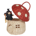 Handmade Rattan Mushroom-Shaped Storage Basket- Cute Handmade Handcrafted Gift Decoration Artwork Rattan, Pink Easy to Use 24 X 28cm. 