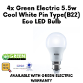 Green Electric 5.5w Cool White Pin Type(B22) Eco LED Bulb / Green Electric Brand / Green Electric Warranty. 
