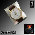 CITIZEN SLIM New Men’s Luxury Leather Band 42mm Stainless Steel Case  Quartz Watch(One Year Warranty). 