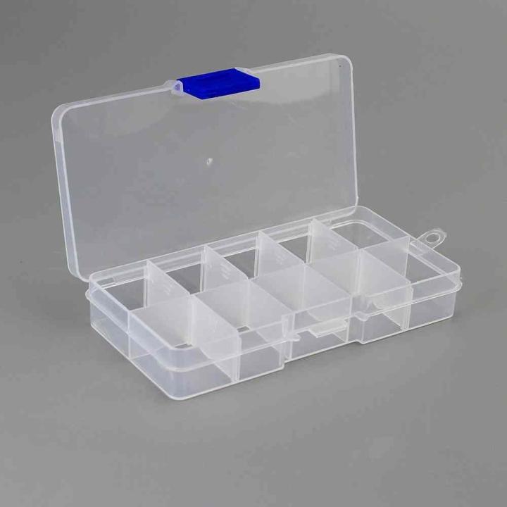 10 Grids Detachable Jewelry Beads Storage Box Transparent Plastic Case