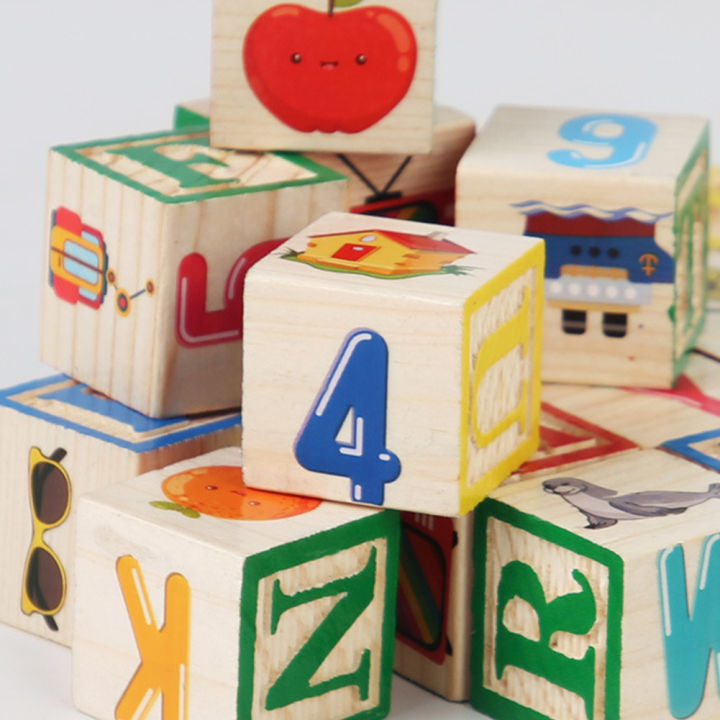 Gift boy toy learning building blocks number piece 27 blocks ABC wooden ...