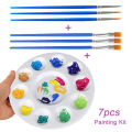 【LuxeGlow】Paint Tray Palettes Set 1pc Plastic Paint Pallet and 6pcs Paint Brushes Kit for Kids DIY Craft Art Painting Palette or Party. 