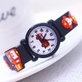 2023 s 3D Cartoon Firemen Fire Truck Pattern Soft Strap Watches For Children Boys Girls Little Baby Learn Time. 