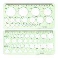 2pcs School Student Art Clear Plastic Geometric Drawing Template Stationery Measuring Ruler Engineering Sketching Circle Stencil. 
