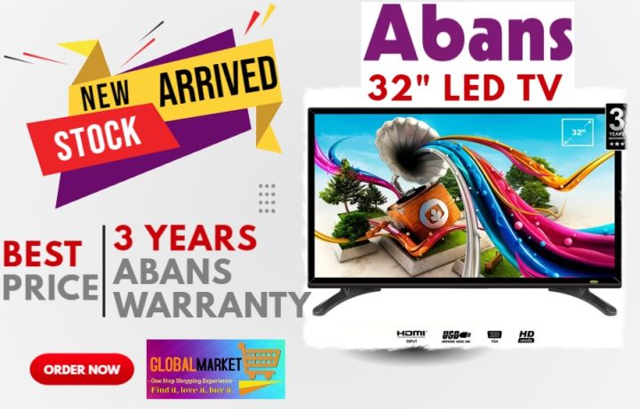 Abans 32" Black HD Led TV -32MS680 with 3 Years Company Warranty