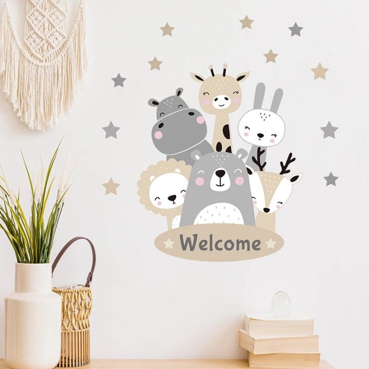 wall stickers Cartoon Cute Animals Bear Welcome Wall Stickers Door ...