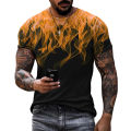 Colorful Flame Graphic 3D Printing Summer Men's Short Sleeved T-shirt O-neck Street Fashion Oversized Casual Top. 