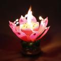 Magic Flower Musical Birthday Candle Open with Music & Rotate / SEE VIDEO / Rotating Blooming Lotus. 
