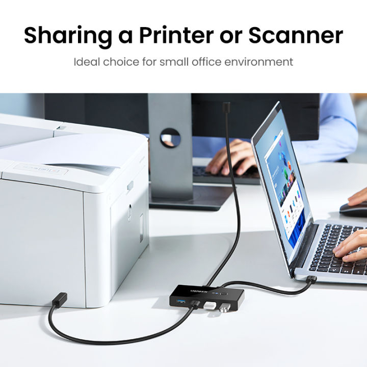 UGREEN%20USB%203.0%20Sharing%20Switch%20Selector%204%20Port%202%20Computers%20Peripheral%20Switcher%20Adapter%20Hub%20for%20PC,%20Printer,%20Scanner,%20Mouse,%20Keyboard%20with%20One%20Button%20Swapping%20and%202%20Pack%20USB%20Male%20Cable%20-%20Image%206