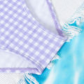 Fashion Slanted Shoulder Plaid Teenage Girls one piece Swimsuit 5-14 Year Summer Kids Swim Suits for girl Ruffled Swimwear. 