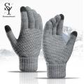 Sunnyheart Winter Knitted Gloves Stylish Touch Screen Winter Gloves for Women Men Warm Windproof Fashionable Knitted Gloves with Ribbed Cuffs Thick Plush Lining Gloves. 