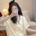 SYT Summer High-End Pajamas Women's Ice Silk Short-Sleeved Shorts Two-Piece Suit Casual Thin Sweet Home Clothes. 