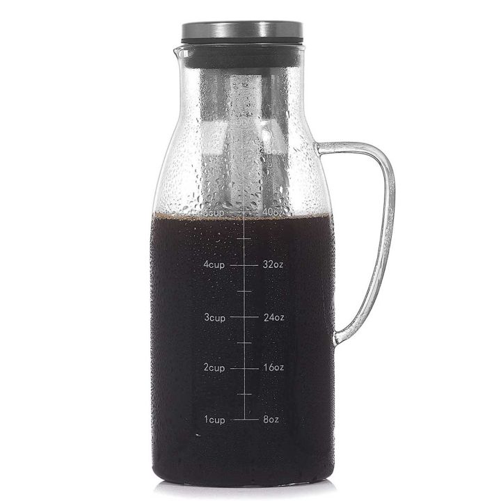 Cold Brew Coffee Maker,Tea Pitcher Infuser with Lid&Scale,51Oz/1.5L