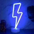 Neon Night Light, USB or Battery, Lightning Bolt, Blue or White. 