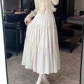Summer New Korean Style High Waist A Word Cake Dress Design Sense Tree Fungus-like Lacework Patchwork Long Dress Rhinestone Skirt for Women. 