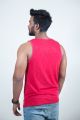 Moffi Essentials - Men's Skinny / Gym Vest -Red Arm Cut Tank Top. 