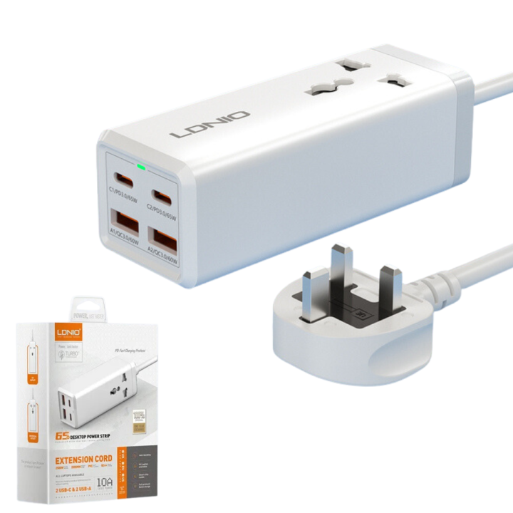LDNIO 65W USB C Charger 4 Ports USB Outlet Desktop Power Strip For Laptop/Macbook/Ipad/Camera/Cell Phone Fast Charge Charger