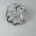 Silver color CAMELIA FLOWER Fashion Elegant Personalized Enamel Shiny white Rhinestone Flower Bouquet Brooch Plant Flower silver Lapel Pin Jewelry For Women. 