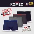 Romeo Underwear for Men’s 4 Pcs Pack All Season Wear, High-Quality Fabric, Boxer Style Available in Multicolor 1. 