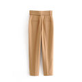 Yfashion 2pcs Women Cotton Solid Color Trousers Casual Pleated High Waist Pants Multicolor Harem Pants With Belt color. 
