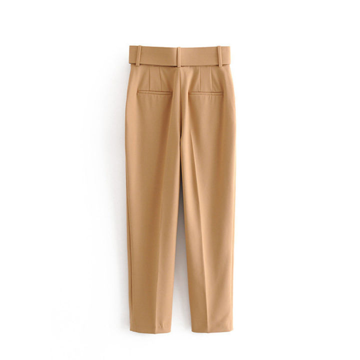 Yfashion%202pcs%20Women%20Cotton%20Solid%20Color%20Trousers%20Casual%20Pleated%20High%20Waist%20Pants%20Multicolor%20Harem%20Pants%20With%20Belt%20color%20-%20Image%208