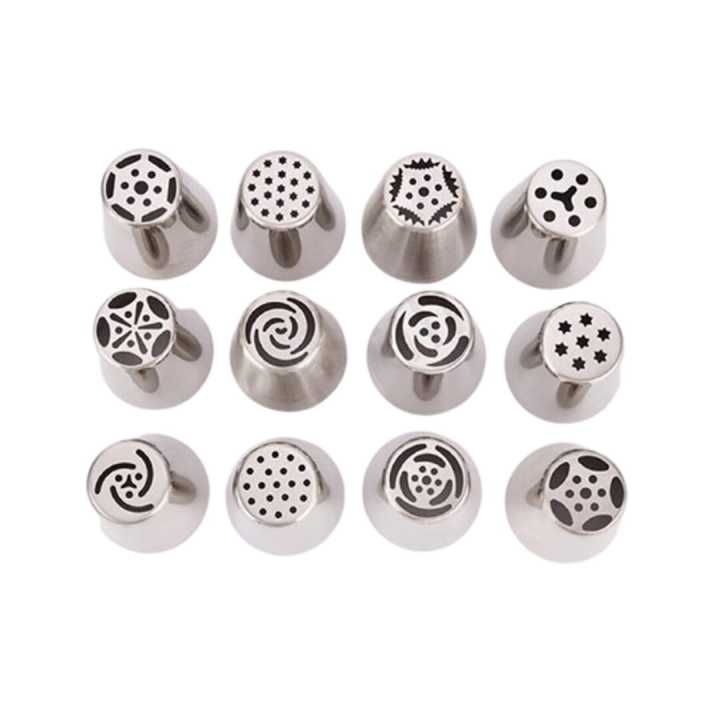 Russian Nozzles Tulip Set Cake Tool - 12 Pcs - Silver