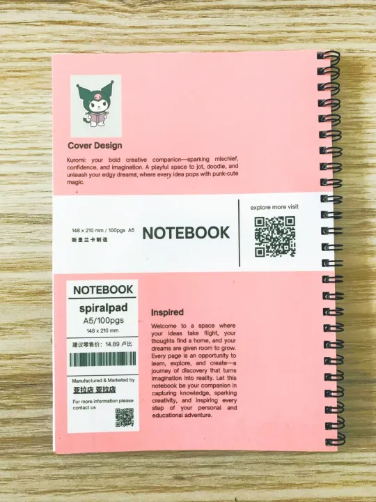 Note%20Pad%20%7C%20Spiral%20Notebook%20%7C%20Journal%20%7C%20A5%20%7C%20100Pgs%20%7C%20Kuromi%20Spiral%20Notebook%20Gift%20-%20Image%203