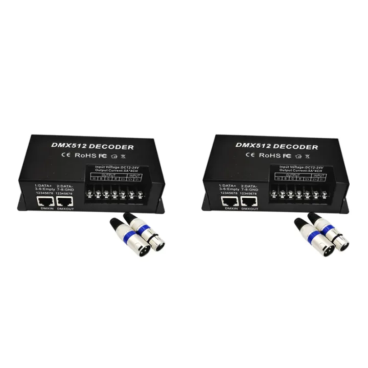 2X 512 4 Channel Decoder Stage LED Lighting Controller PWM Dimmer ...
