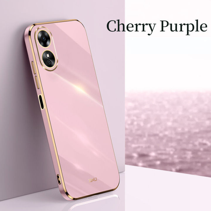 COROGI for OPPO A17 Back Cover Luxury Shiny Plating Soft Phone Case Raised Full Camera Protection Bumper Silicone Shockproof Mobile Cases Pouch